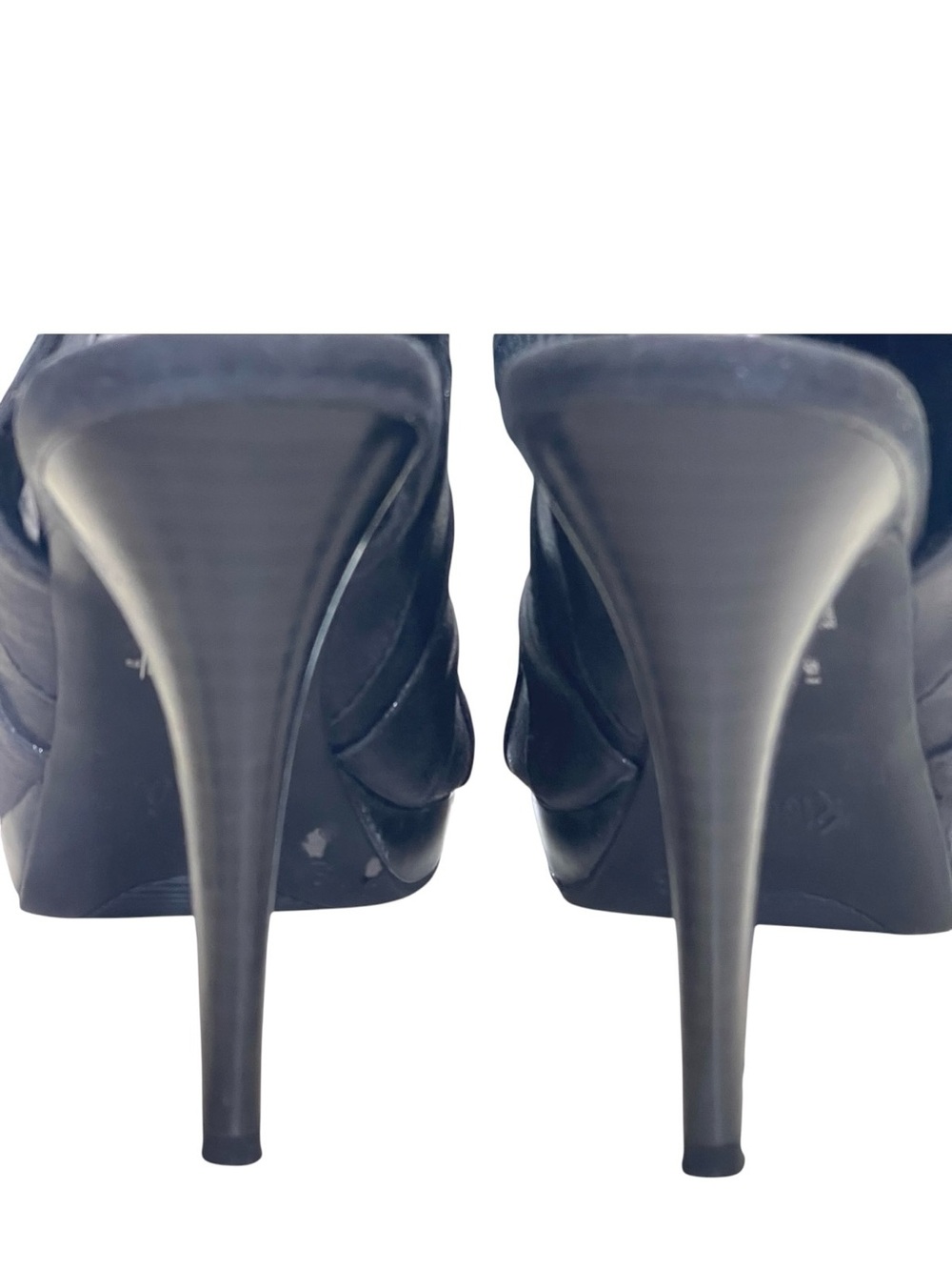 FIONI Clothing Gun Metal Black Peep-Toe Slingback High Heels - Picture 6 of 7